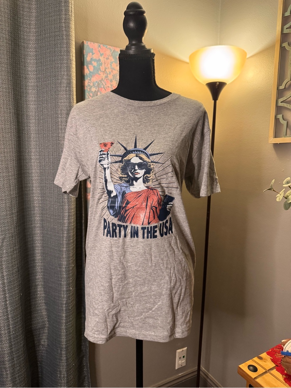 Party In The USA Gray Graphic Tee